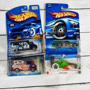 Hot Wheels Lot of 4 – Carded (Package Wear) Ambulance Jaguar Street Cleaver